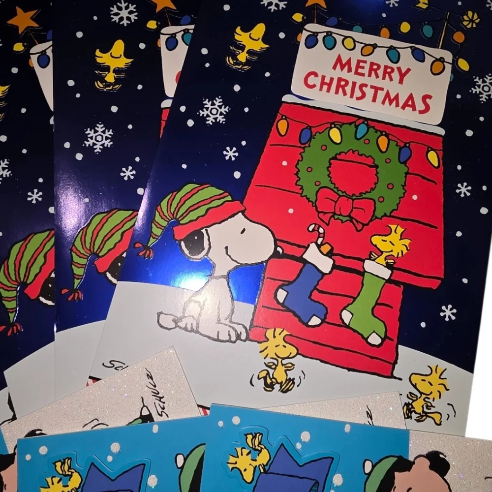 Peanuts Snoopy Charlie Brown Festive Holiday Christmas Cards Set Of 8